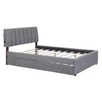Letto Imbottito con Piattaforma e Letto Estraibile (Full/Queen), Struttura Letto Moderna in Pile Teddy con Luce a LED