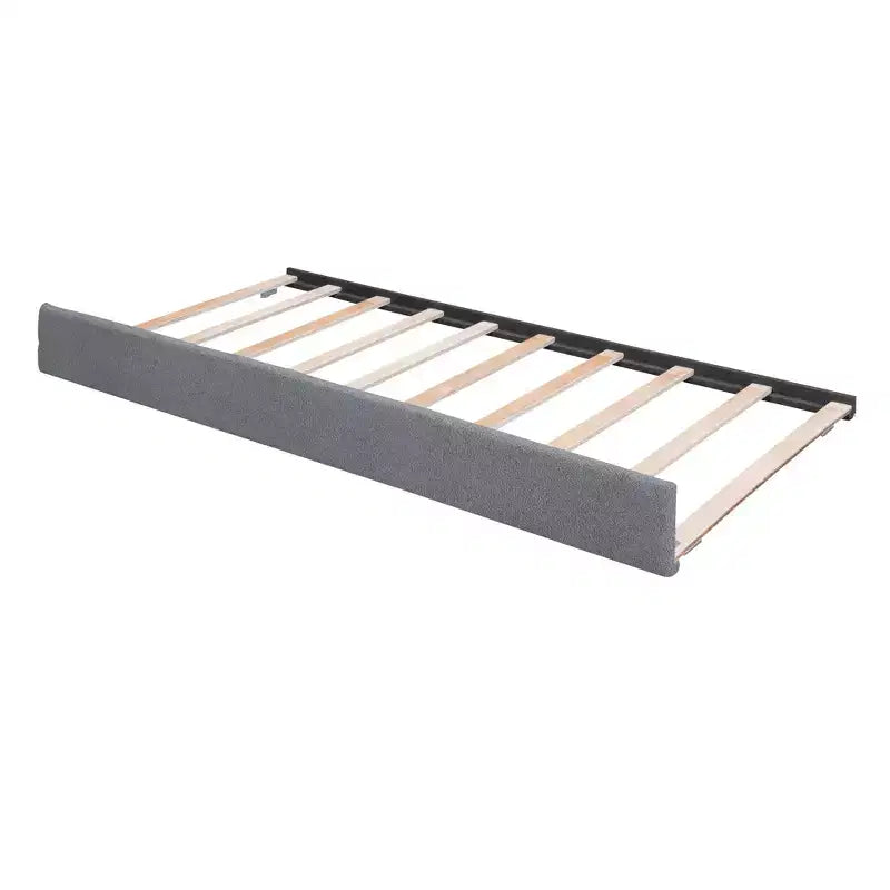 Letto Imbottito con Piattaforma e Letto Estraibile (Full/Queen), Struttura Letto Moderna in Pile Teddy con Luce a LED