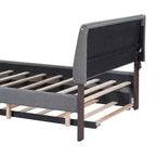 Letto Imbottito con Piattaforma e Letto Estraibile (Full/Queen), Struttura Letto Moderna in Pile Teddy con Luce a LED