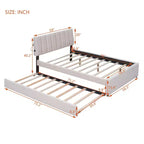 Letto Imbottito con Piattaforma e Letto Estraibile (Full/Queen), Struttura Letto Moderna in Pile Teddy con Luce a LED