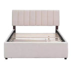 Letto Imbottito con Piattaforma e Letto Estraibile (Full/Queen), Struttura Letto Moderna in Pile Teddy con Luce a LED