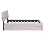 Letto Imbottito con Piattaforma e Letto Estraibile (Full/Queen), Struttura Letto Moderna in Pile Teddy con Luce a LED
