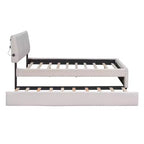 Letto Imbottito con Piattaforma e Letto Estraibile (Full/Queen), Struttura Letto Moderna in Pile Teddy con Luce a LED