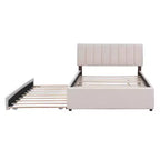 Letto Imbottito con Piattaforma e Letto Estraibile (Full/Queen), Struttura Letto Moderna in Pile Teddy con Luce a LED
