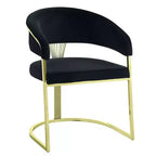 Sedia da pranzo Royal Hampton da 22 pollici, base dorata, velluto nero imbottito