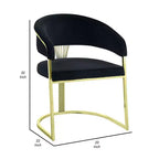 Sedia da pranzo Royal Hampton da 22 pollici, base dorata, velluto nero imbottito