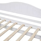 Letto a baldacchino singolo con letto estraibile, Struttura letto a giorno in legno singolo, Divano letto singolo, Struttura letto a piattaforma a 4 colonne, Bianco