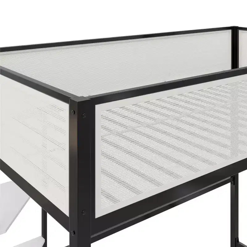 Bellemave Letto a soppalco singolo con scrivania e mensole, nero