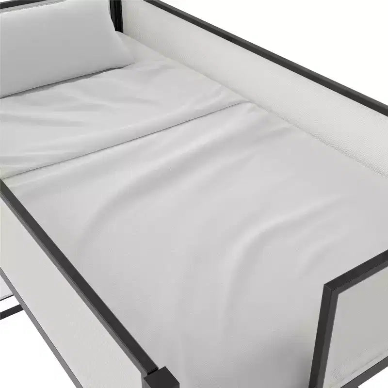 Bellemave Letto a soppalco singolo con scrivania e mensole, nero