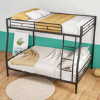 Bellemave Heavy Duty Metal Bunk Bed Full Over Queen Bunk Bed Frame for Adults, Noise Free Frames, No Boxing Spring Needed,Black