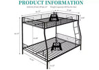 Bellemave Letto a castello in metallo resistente, matrimoniale sopra queen size, per adulti, telaio senza rumore, non necessita di rete, nero