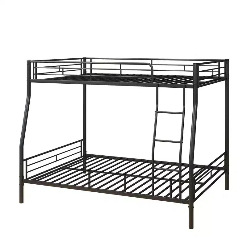 Bellemave Letto a castello in metallo resistente, matrimoniale sopra queen size, per adulti, telaio senza rumore, non necessita di rete, nero