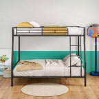 Bellemave Letto a castello in metallo resistente, matrimoniale sopra queen size, per adulti, telaio senza rumore, non necessita di rete, nero