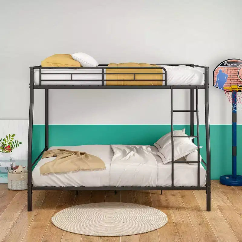 Bellemave Letto a castello in metallo resistente, matrimoniale sopra queen size, per adulti, telaio senza rumore, non necessita di rete, nero