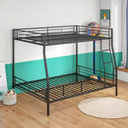 Bellemave Letto a castello in metallo resistente, matrimoniale sopra queen size, per adulti, telaio senza rumore, non necessita di rete, nero