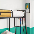 Bellemave Letto a castello in metallo resistente, matrimoniale sopra queen size, per adulti, telaio senza rumore, non necessita di rete, nero