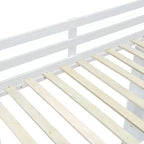 Bellemave Letto a soppalco a una piazza e mezza con ampie mensole, scrivania e luce LED, bianco