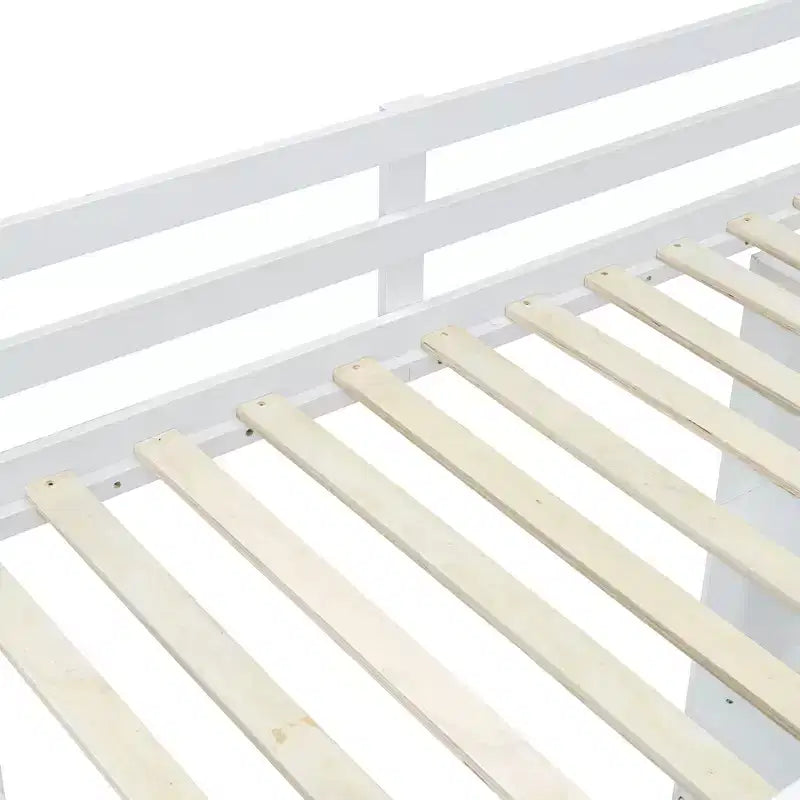 Bellemave Letto a soppalco a una piazza e mezza con ampie mensole, scrivania e luce LED, bianco