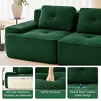 Divano modulare a U moderno 117 in tessuto a coste per soggiorno, divano a 3 posti con seduta profonda e 2 pouf, color cammello