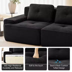 Divano modulare a U moderno 117 in tessuto a coste per soggiorno, divano a 3 posti con seduta profonda e 2 pouf, color cammello