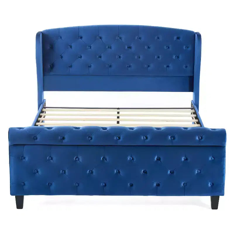 Letto a slitta imbottito Christopher Knight Home Boyle con testiera ad alette e pediera a volute