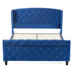 Letto a slitta imbottito Christopher Knight Home Boyle con testiera ad alette e pediera a volute