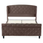 Letto a slitta imbottito Christopher Knight Home Boyle con testiera ad alette e pediera a volute