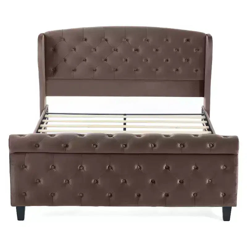 Letto a slitta imbottito Christopher Knight Home Boyle con testiera ad alette e pediera a volute
