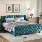 Letto a slitta imbottito Christopher Knight Home Boyle con testiera ad alette e pediera a volute