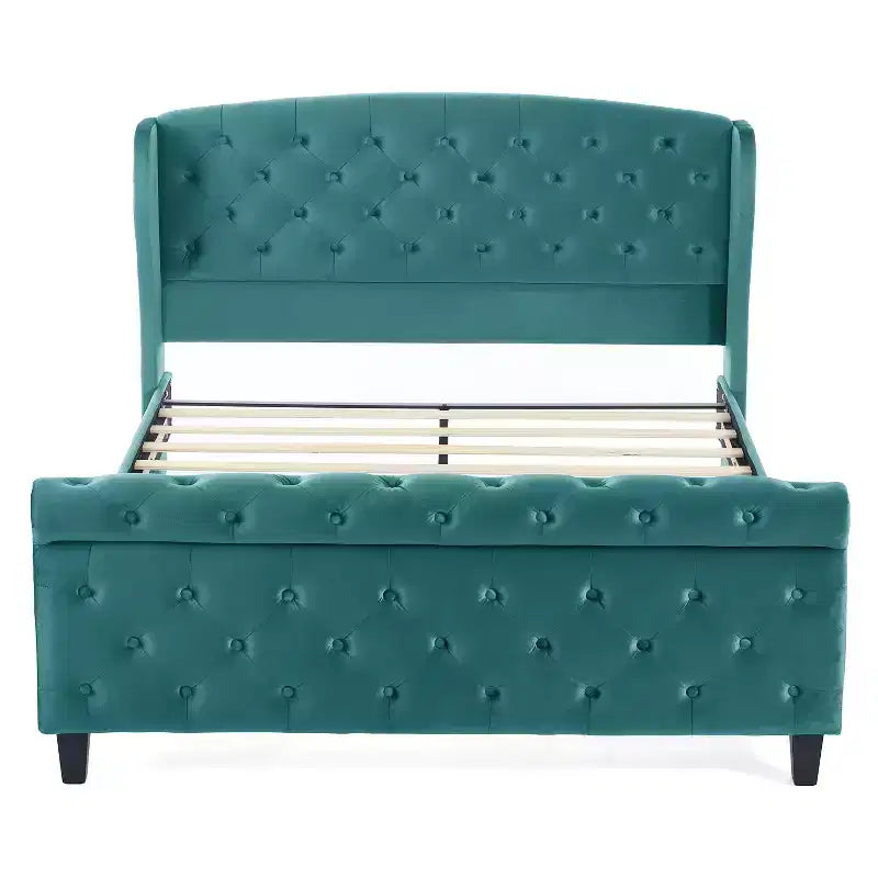Letto a slitta imbottito Christopher Knight Home Boyle con testiera ad alette e pediera a volute