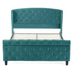 Letto a slitta imbottito Christopher Knight Home Boyle con testiera ad alette e pediera a volute