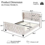Letto a slitta imbottito Christopher Knight Home Boyle con testiera ad alette e pediera a volute