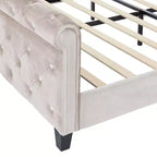 Letto a slitta imbottito Christopher Knight Home Boyle con testiera ad alette e pediera a volute