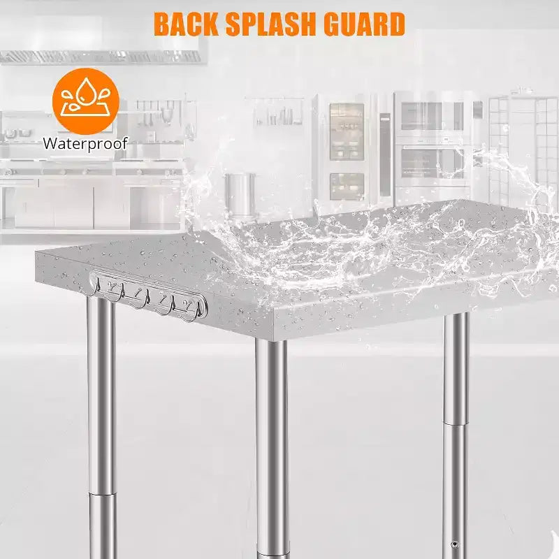 Tavolo da lavoro per preparazione da cucina 36*24*35 pollici con ripiano inferiore regolabile, tavolo multiuso per ristorante, garage, hotel, bordo dritto