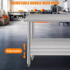 Tavolo da lavoro per preparazione da cucina 36*24*35 pollici con ripiano inferiore regolabile, tavolo multiuso per ristorante, garage, hotel, bordo dritto