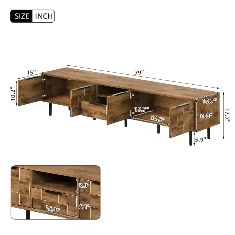 JVNOXK-78 Mobile TV in legno con contenitore, adatto per TV da 85/75/65 pollici, Porta TV da salotto