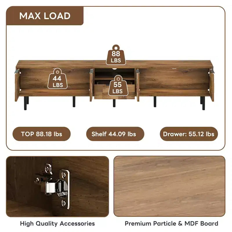 JVNOXK-78 Mobile TV in legno con contenitore, adatto per TV da 85/75/65 pollici, Porta TV da salotto