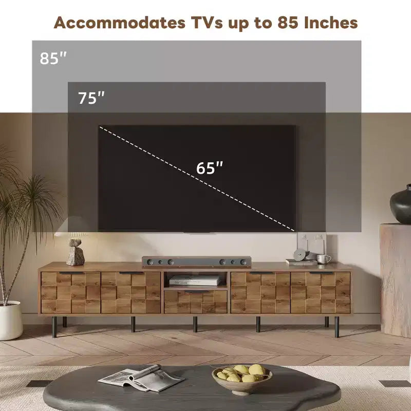 JVNOXK-78 Mobile TV in legno con contenitore, adatto per TV da 85/75/65 pollici, Porta TV da salotto