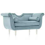 Panca in velluto Baird Christopher Knight Home con finiture borchiate e braccioli curvi, 2 cuscini e gambe in legno