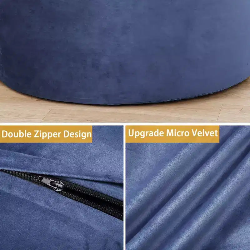 COZONY Poltrona a sacco da 90 cm in memory foam - Morbido tessuto in velluto olandese, divano rotondo con imbottitura inclusa per adulti