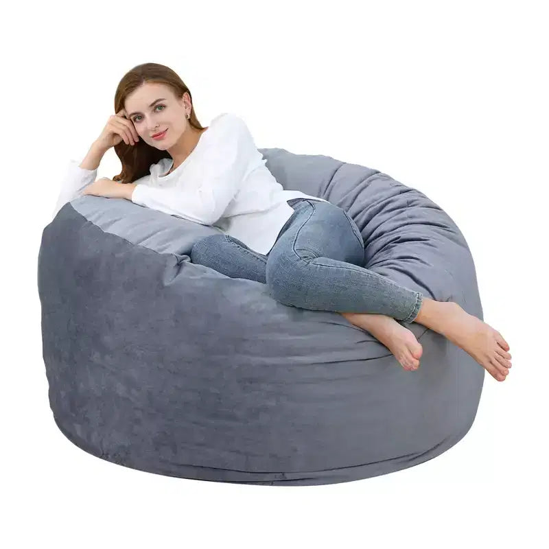 COZONY Poltrona a sacco da 90 cm in memory foam - Morbido tessuto in velluto olandese, divano rotondo con imbottitura inclusa per adulti