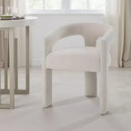 Royal Hampton Set of 2 Side Dining Chair, Rounded Back, Modern White Chenille