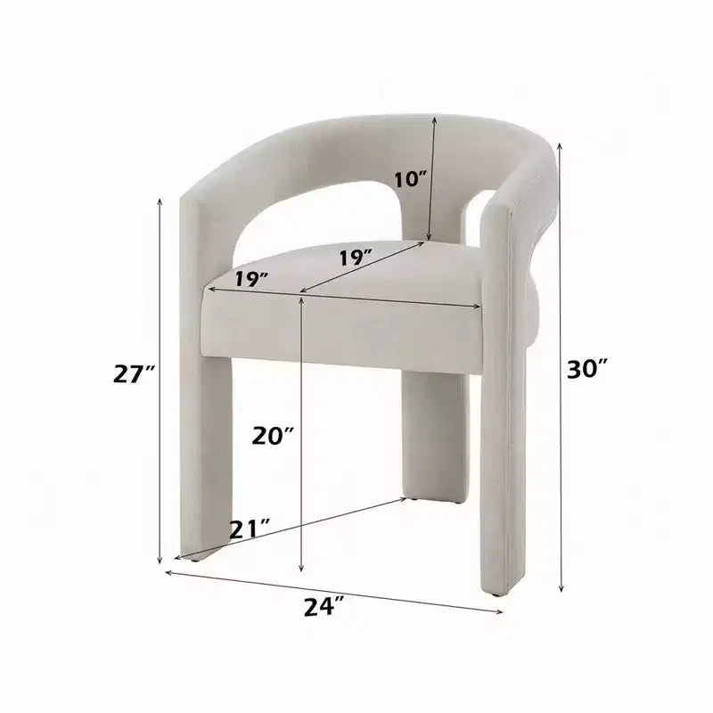 Royal Hampton Set di 2 sedie da pranzo laterali, schienale arrotondato, chenille bianco moderno