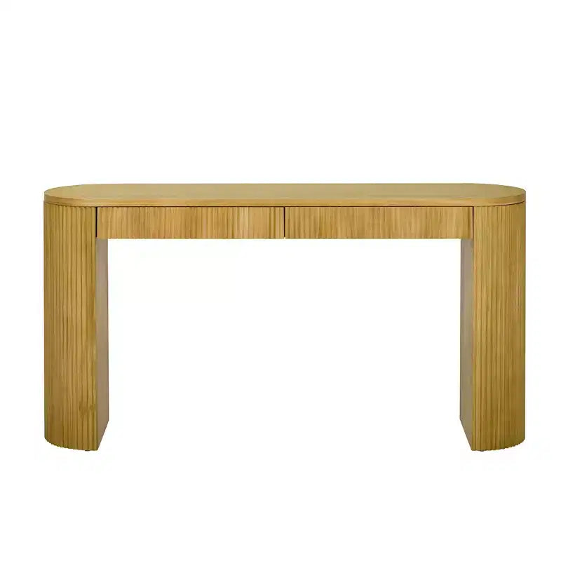 Consolle in legno scanalato con ripiano, tavolino stretto da ingresso con cassetti per soggiorno e ingresso