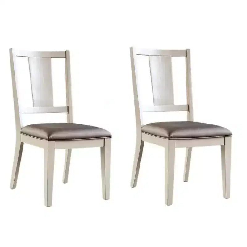 Set di 2 sedie da pranzo Royal Hampton, schienale con pannelli sfaccettati, legno bianco, grigio