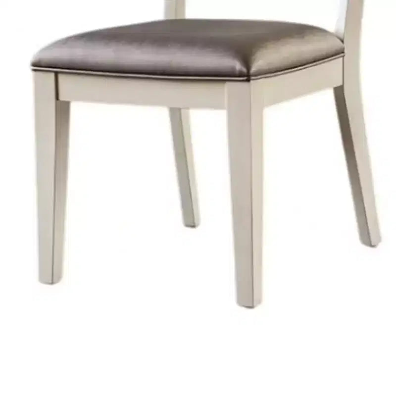 Set di 2 sedie da pranzo Royal Hampton, schienale con pannelli sfaccettati, legno bianco, grigio