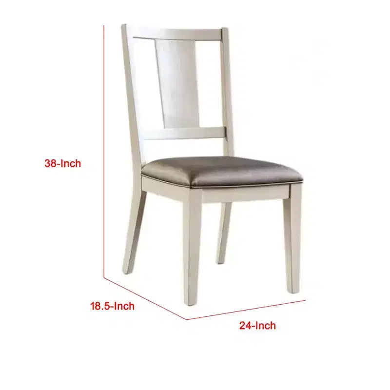Set di 2 sedie da pranzo Royal Hampton, schienale con pannelli sfaccettati, legno bianco, grigio