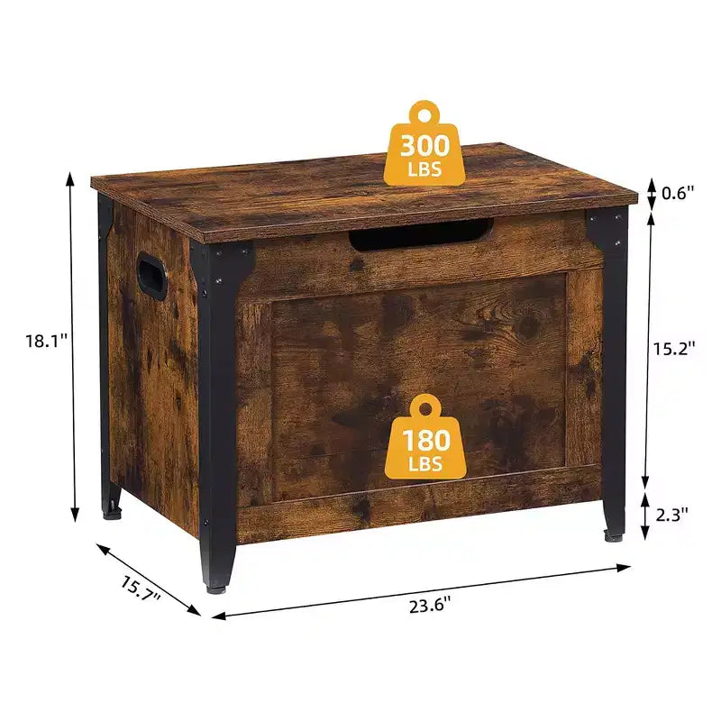 Panca contenitore, cassapanca retrò in legno con 2 cerniere di sicurezza, capacità di carico 136 kg, panca ottomana contenitore per camera da letto e soggiorno, rustica