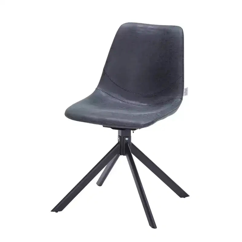 Sedia da pranzo LeisureMod in pelle con girevole a 360 gradi e gambe in ferro verniciato a polvere