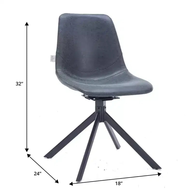Sedia da pranzo LeisureMod in pelle con girevole a 360 gradi e gambe in ferro verniciato a polvere